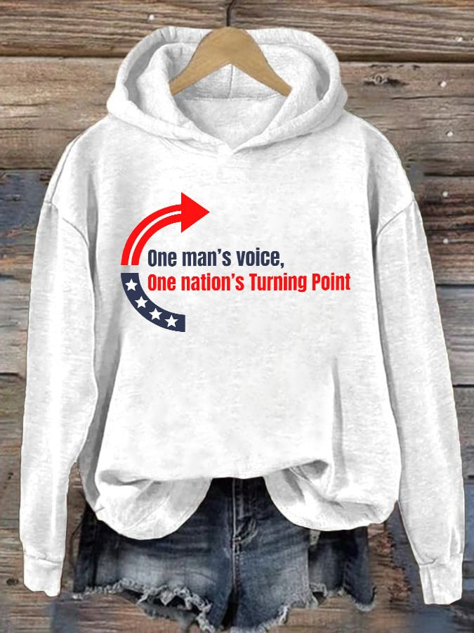 Charlie Kirk TPUSA Hoodie One Man's Voice One Nation's Turning Point USA Memorial Merch - Lilybirchmarket