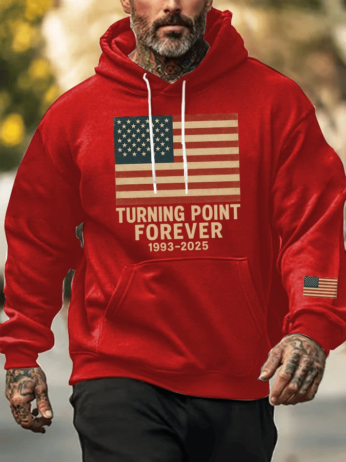 Charlie Kirk Turning Point Forever Hoodie America Flag Charlie Kirk TPUSA Merch Apparel - Lilybirchmarket