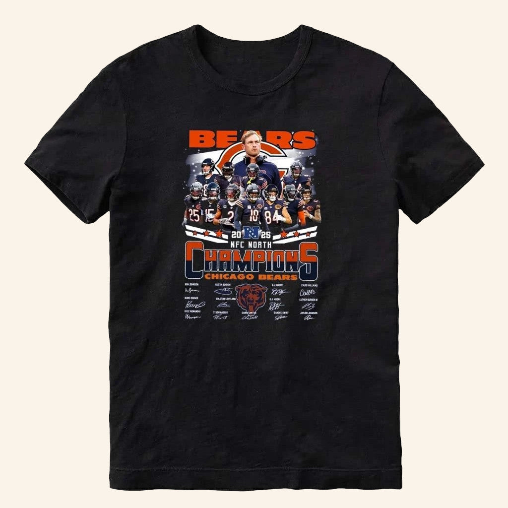 Chicago Bears 2025 NFC North Champions 2025 Signatures T-Shirt Bears Merch - Lily Birch Market