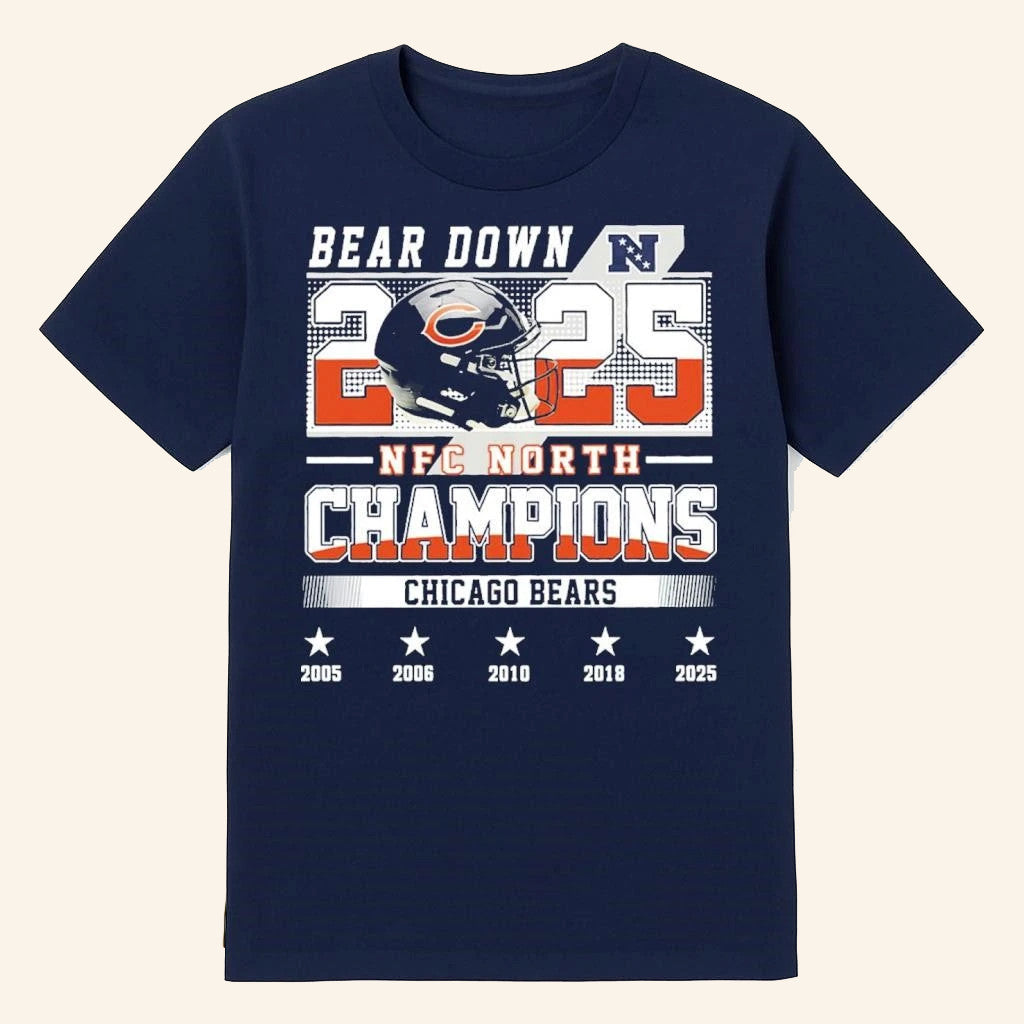 Chicago Football Merch NFC North Champions 2025 Bear Down T-Shirt Best Football Gifts - Lily Birch Market