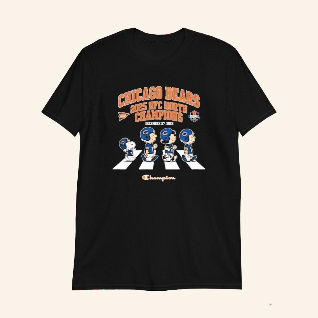Chicago Football NFC North Champions December 27 2025 Peanuts Abbey Road T-Shirt Fan Merch - Lily Birch Market