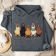 Chicken Multicolor Lineup Hoodie Funny Farm Animal Apparel Gifts For Chicken Lovers - Lilybirchmarket