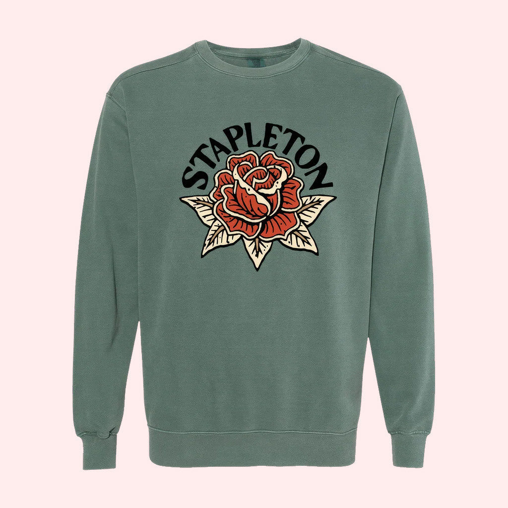 Chris Stapleton Merch Stapleton Rose Crewneck Sweatshirt Gifts For Boyfriend - Lilybirchmarket