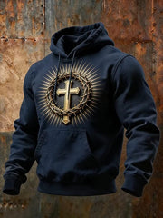 Christian Crown Of Thorns Hoodie Men's Holy Cross Faith Based Clothing Easter Gifts For Him - Lilybirchmarket