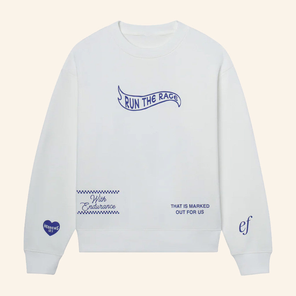 Christian Merch Run The Race Crewneck Sweatshirt Christmas Gifts For Son - Lilybirchmarket