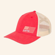 Cleetus McFarland Merch Cleetus Flag Red Trucker Hat Embroidered Gift Ideas For Racing Lovers - Lilybirchmarket