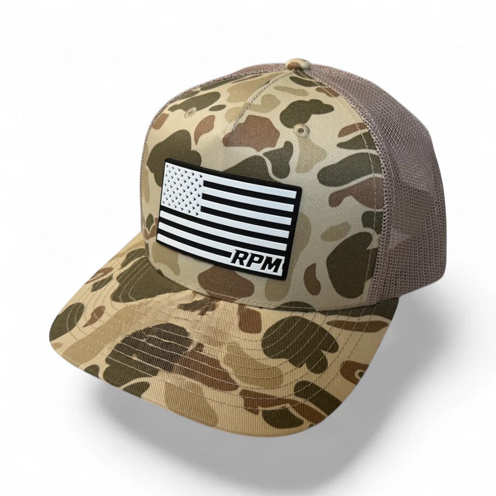Cleetus McFarland Merch Dr Parker's RPM Flag Embroidered Camo Trucker Hat Dad Gifts - Lilybirchmarket
