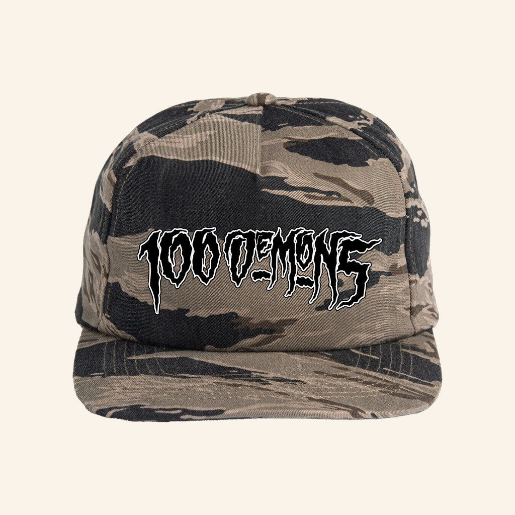 Closed Casket Activities Merch 100 Demons Logo Camo Hat Gifts Ideas For Music Lovers - Lilybirchmarket
