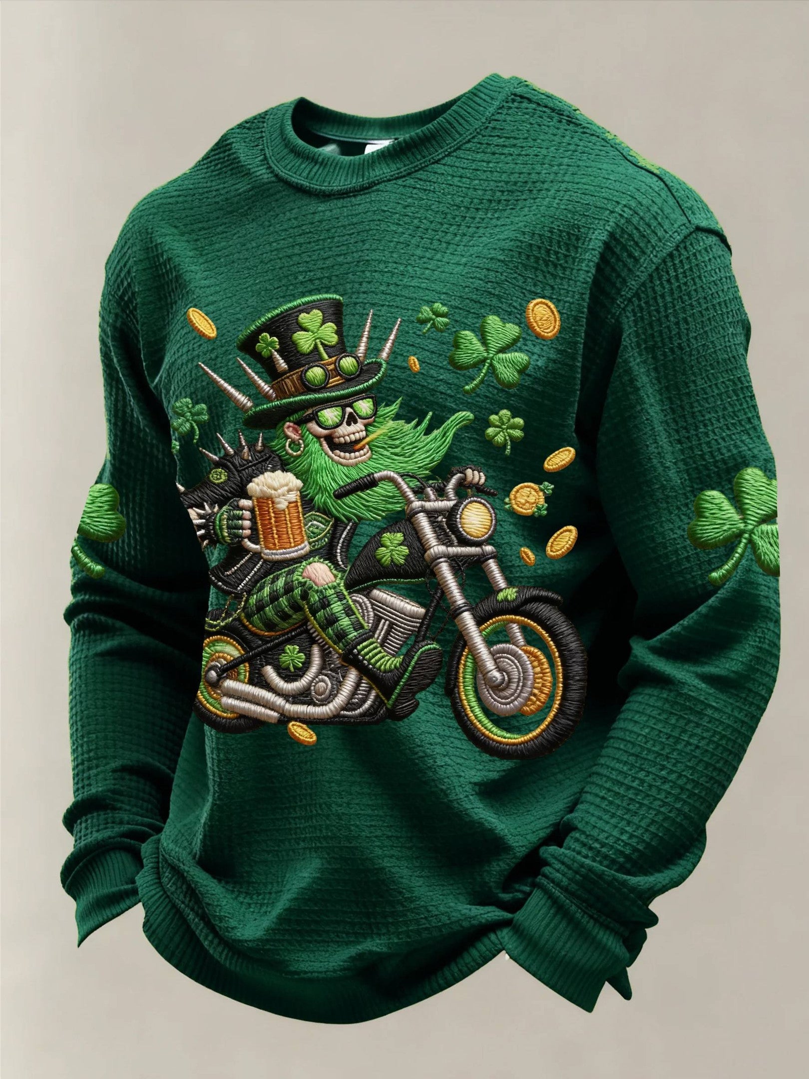  Cool St Patrick'S Day Funny Skeleton Lucky Shamrock Day Long Sleeve T Shirt Lucky Irish Gifts - TradiViet