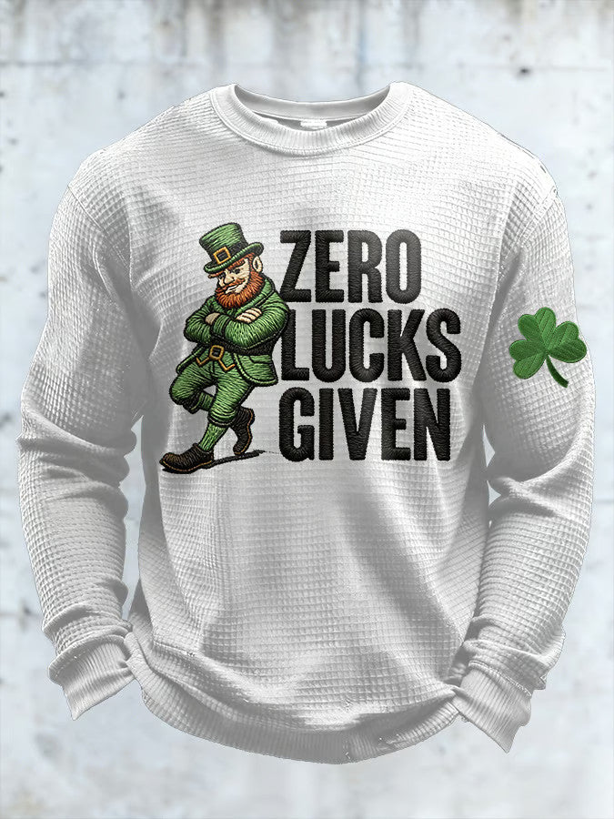  Cool St Patrick'S Day Shirts Leprechaun Zero Lucks Given Long Sleeve T Shirt Fun Irish Gifts - TradiViet