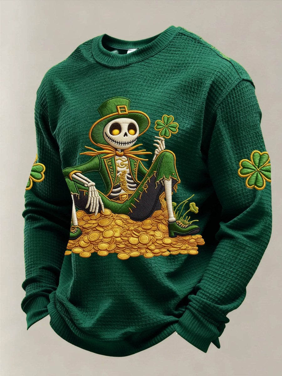 Cool St Patrick'S Day Skeleton Lucky Irish Day Long Sleeve T Shirt Luck Of The Irish Gifts - Lily Birch Market