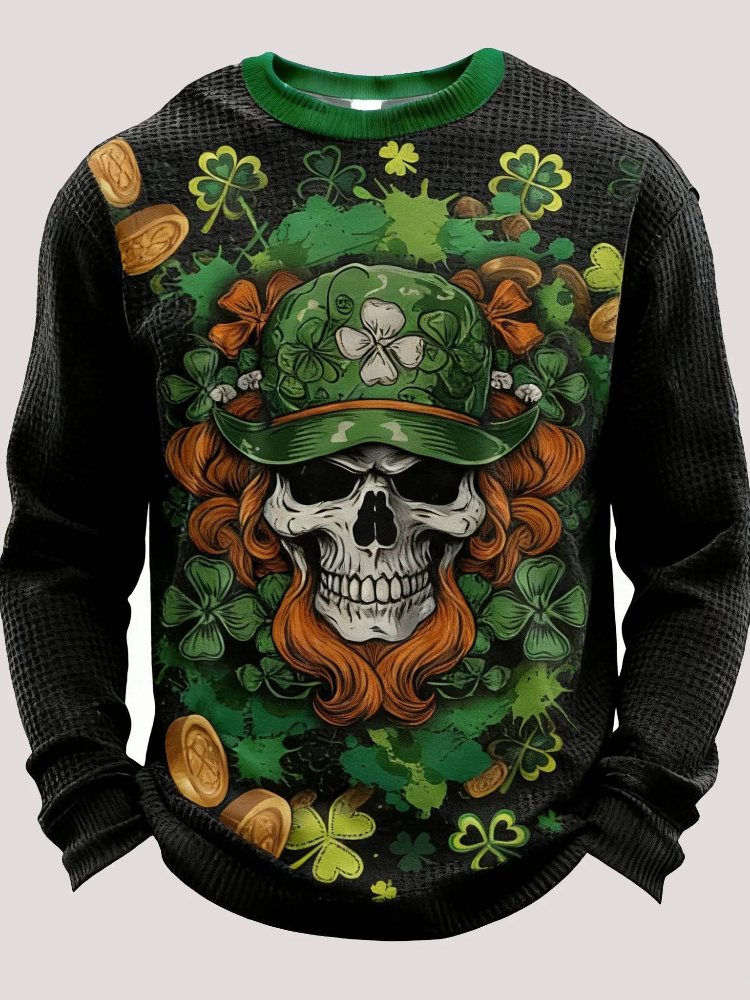  Cool St Patrick'S Day Skull Lucky Shamrock Day Long Sleeve T Shirt Green Holiday Gift Ideas - TradiViet