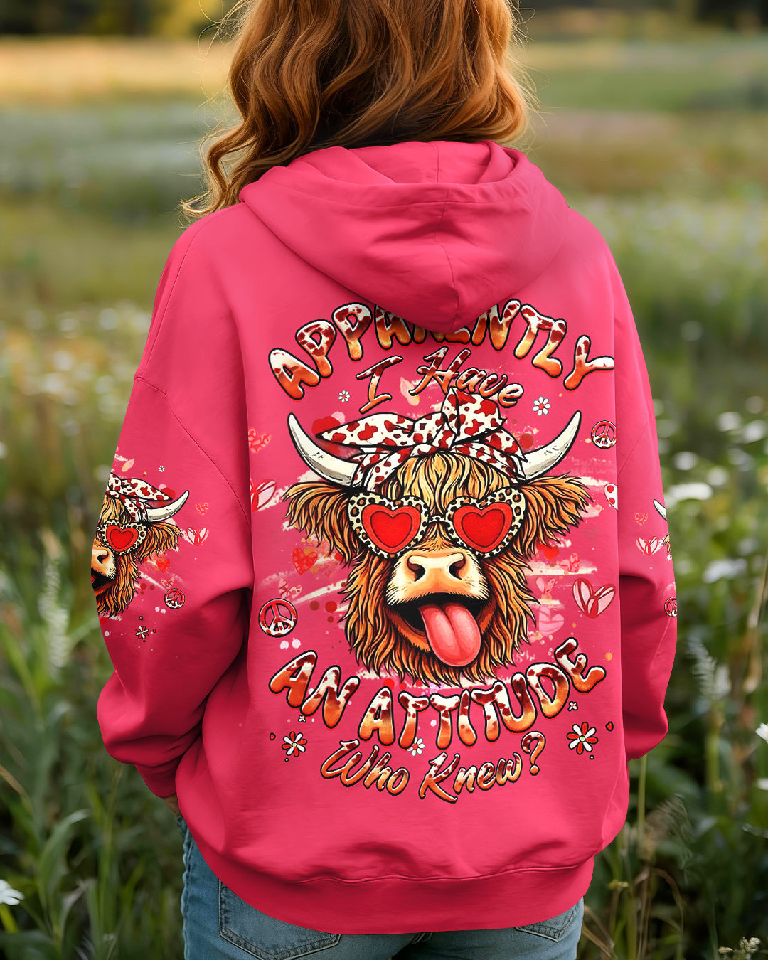 Cow Apparently I Have An Attitude Hoodie Cute Cow Valentine Pullover Gift For Animal Lovers - Lilybirchmarket