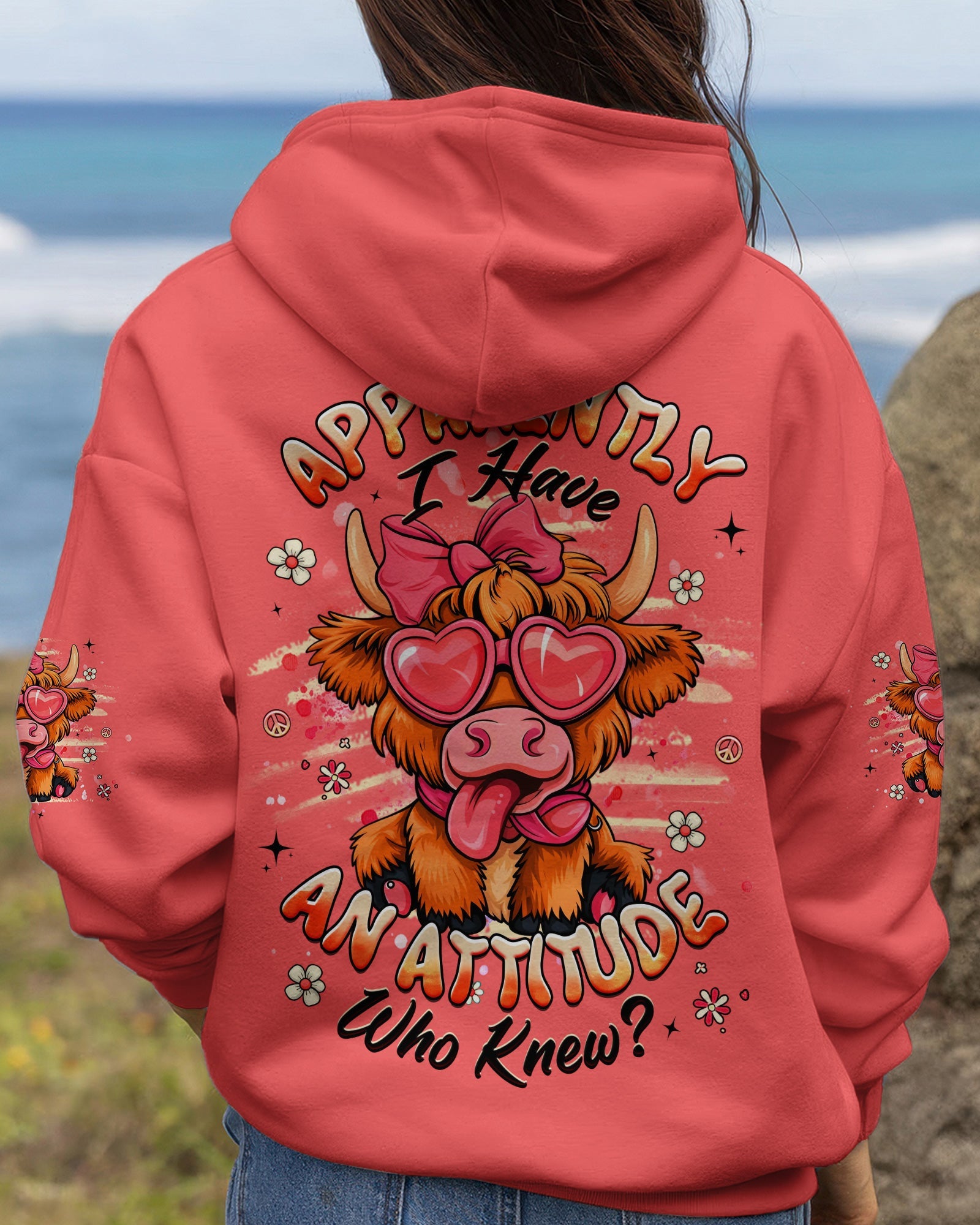 Cow Apparently I Have An Attitude Hoodie Cute Cow With Heart Glasses Merch Gift For Girlfriend - Lilybirchmarket