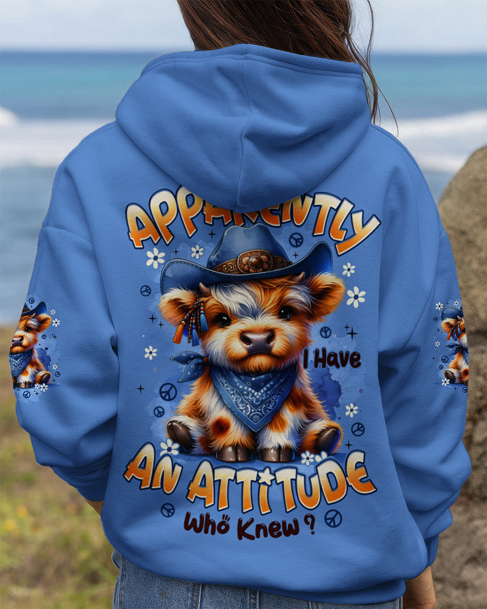 Cow Apparently I Have An Attitude Hoodie Cute Cowboy Cow Pullover Gift For Her - Lilybirchmarket