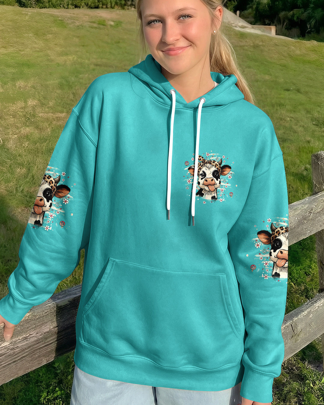 Cow Apparently I Have An Attitude Hoodie Cute Spotted Cow With Leopard Bandana Gift For Women - Lilybirchmarket