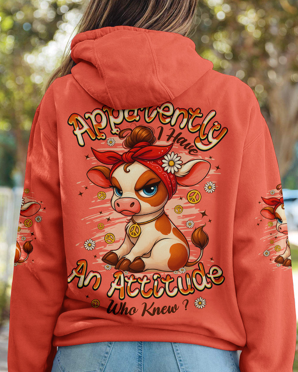 Cow Apparently I Have An Attitude Hoodie Funny Farm Animal Pullover Gift For Cow Lovers - Lilybirchmarket