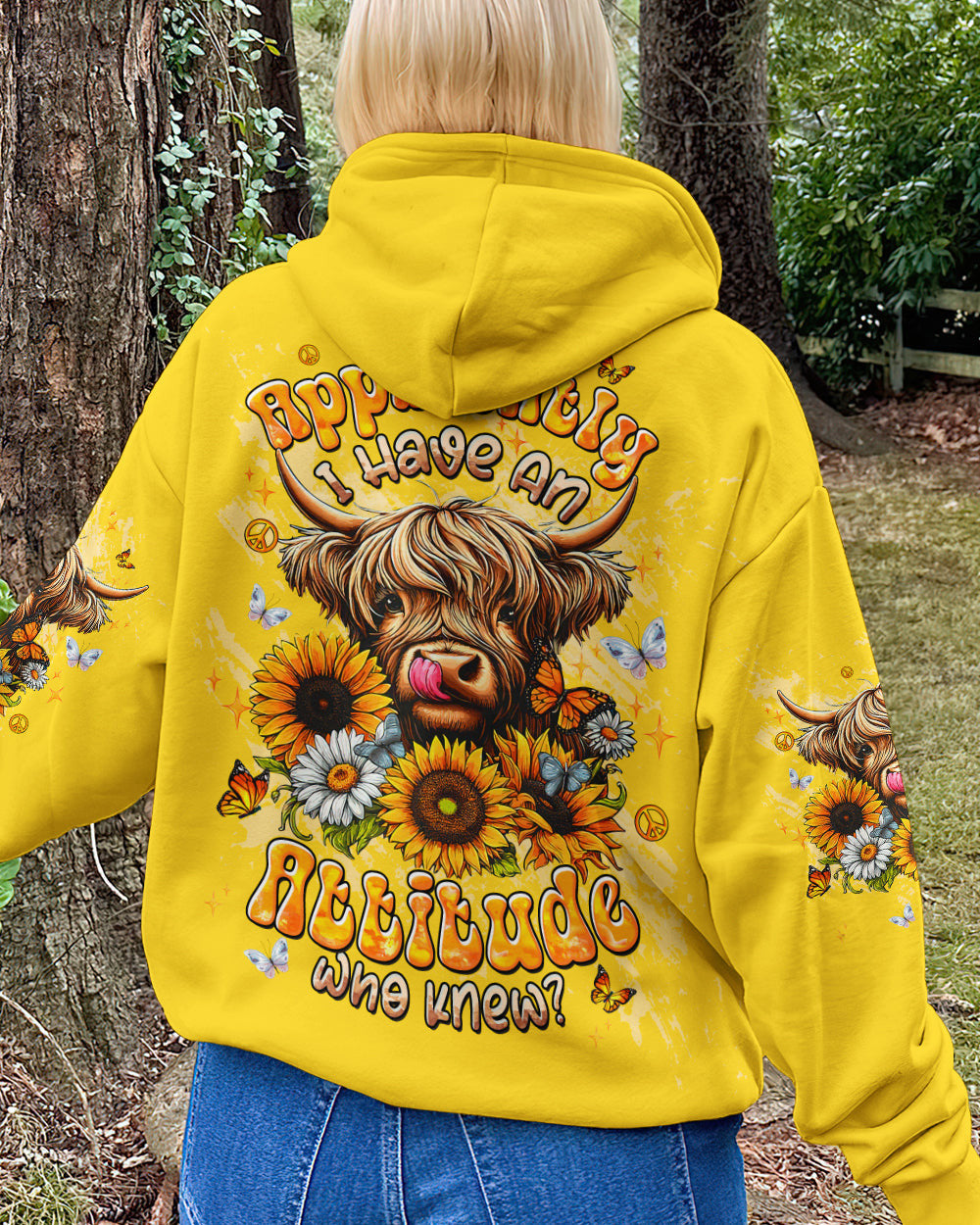 Cow Apparently I Have An Attitude Hoodie Sassy Cow With Sunflowers Butterflies Gift For Girlfriend - Lilybirchmarket