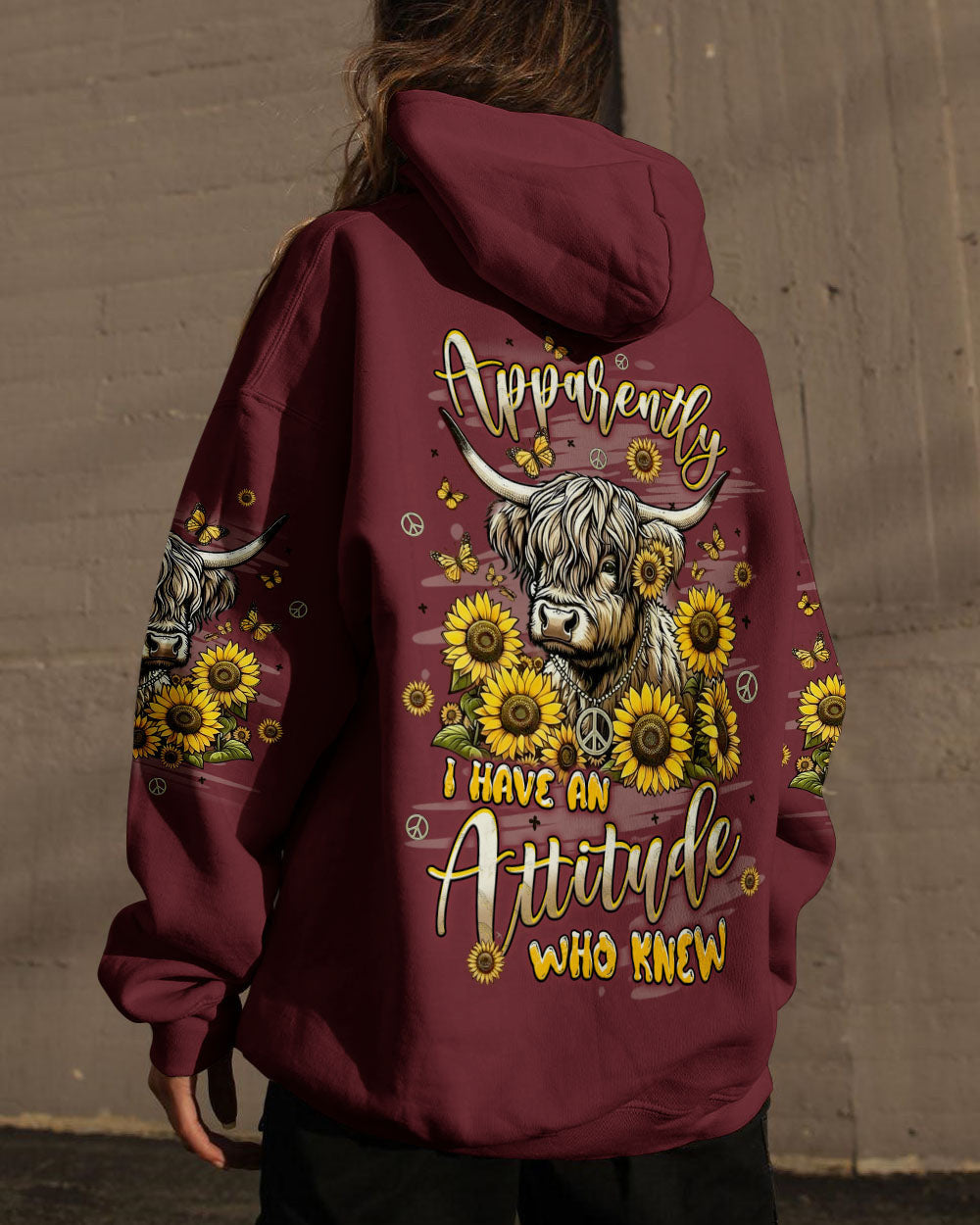 Cow Apparently I Have An Attitude Hoodie Sunflower Cow Clothing Gift For Farm Lovers - Lilybirchmarket