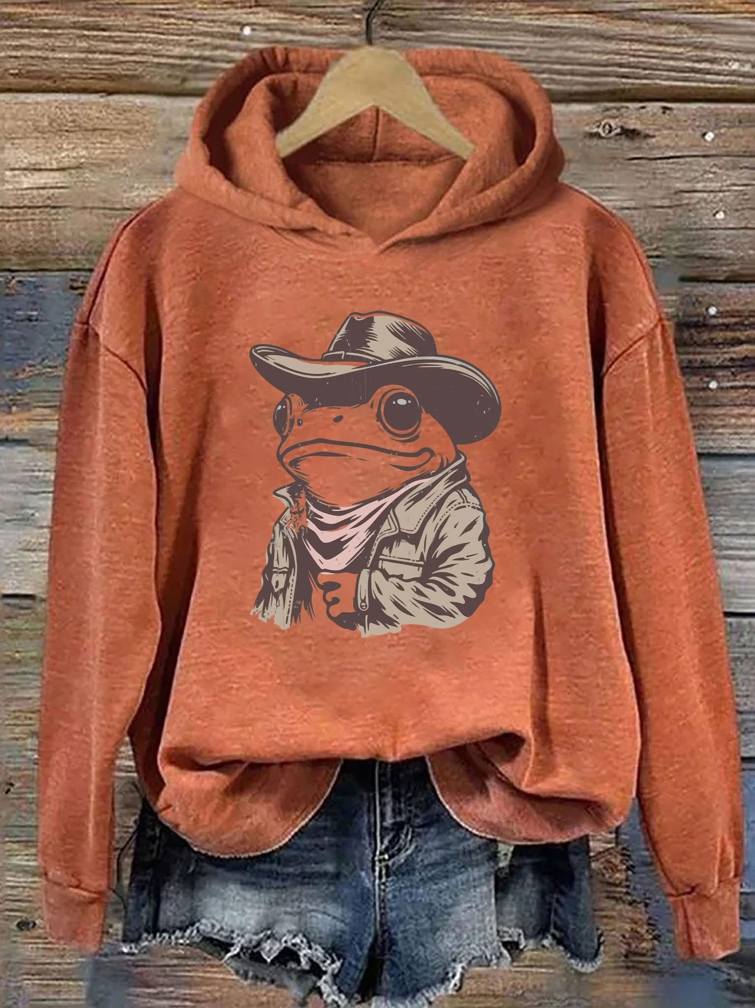 Cowboy Frog Hoodie Funny Western Hooded Sweatshirt For Women Gifts For Frog Lovers - Lilybirchmarket