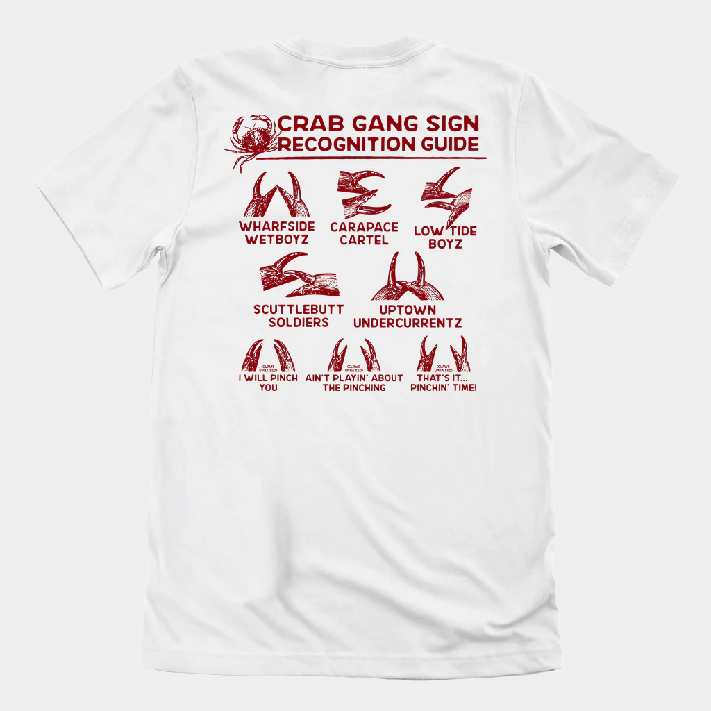 Crab Gang Sign Recognition Guide T-Shirt Gang Sign Parody Shirt Gifts For Husband - Lily Birch Market
