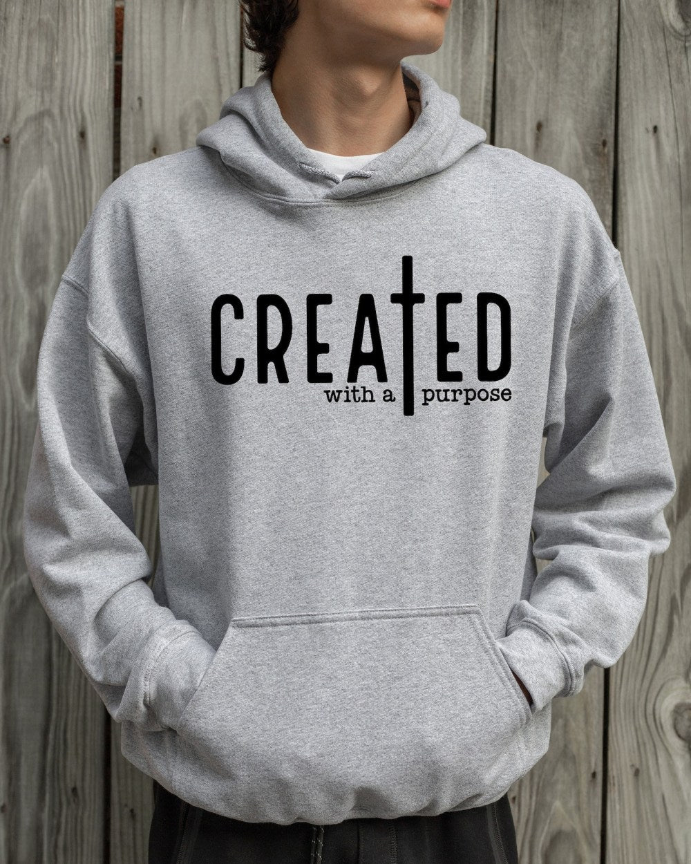 Created With A Purpose Hoodie Inspirational Christian Quote Clothing Gift For Faith Lovers - Lilybirchmarket