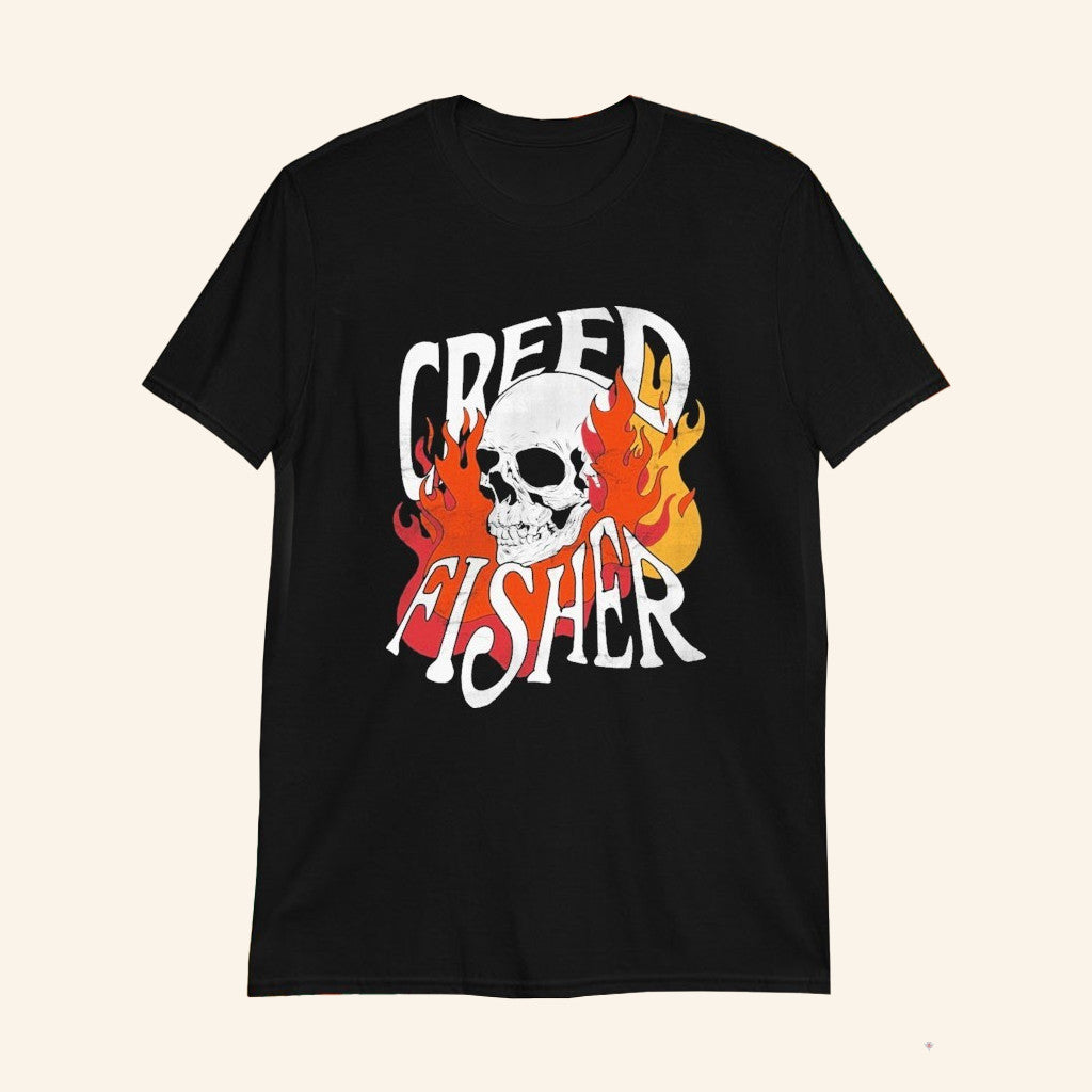 Creed Fisher Skull Flames T-Shirt Creed Fisher Merch Music Related Gifts For Guys - Lily Birch Market