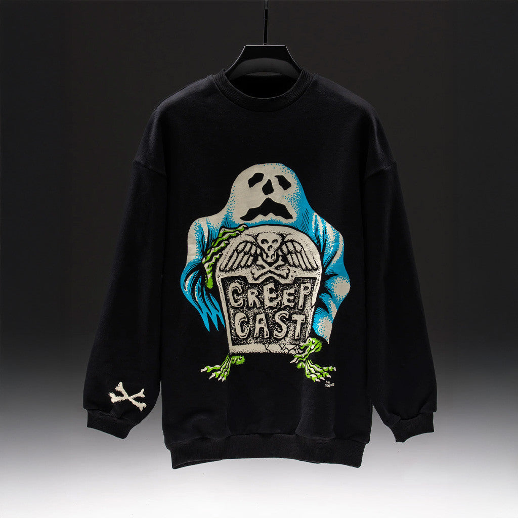 Creepcast Merch Creepcast Tombstone Sweatshirt Halloween Gift Ideas For Men - Lilybirchmarket