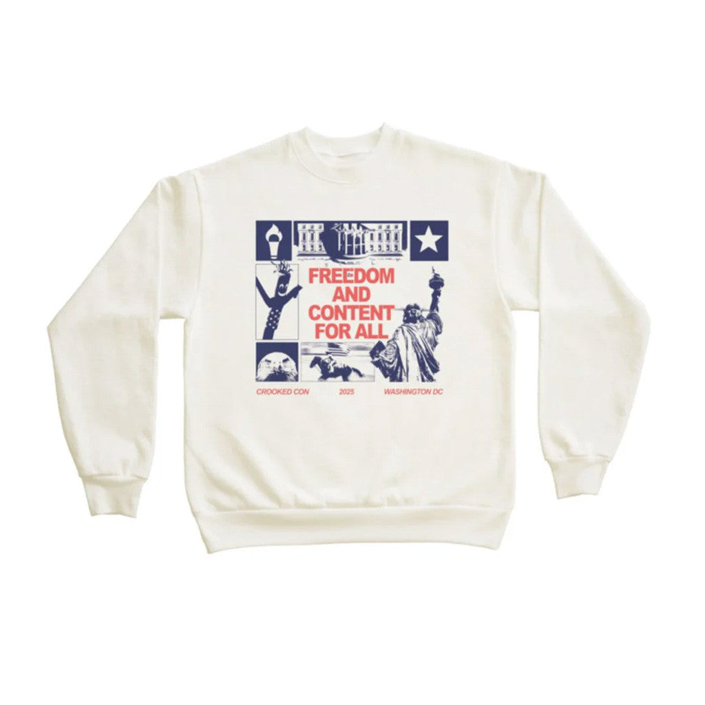 Crooked Merch Freedom And Content For All Crewneck Sweatshirt Xmas Gifts For Friends - Lilybirchmarket