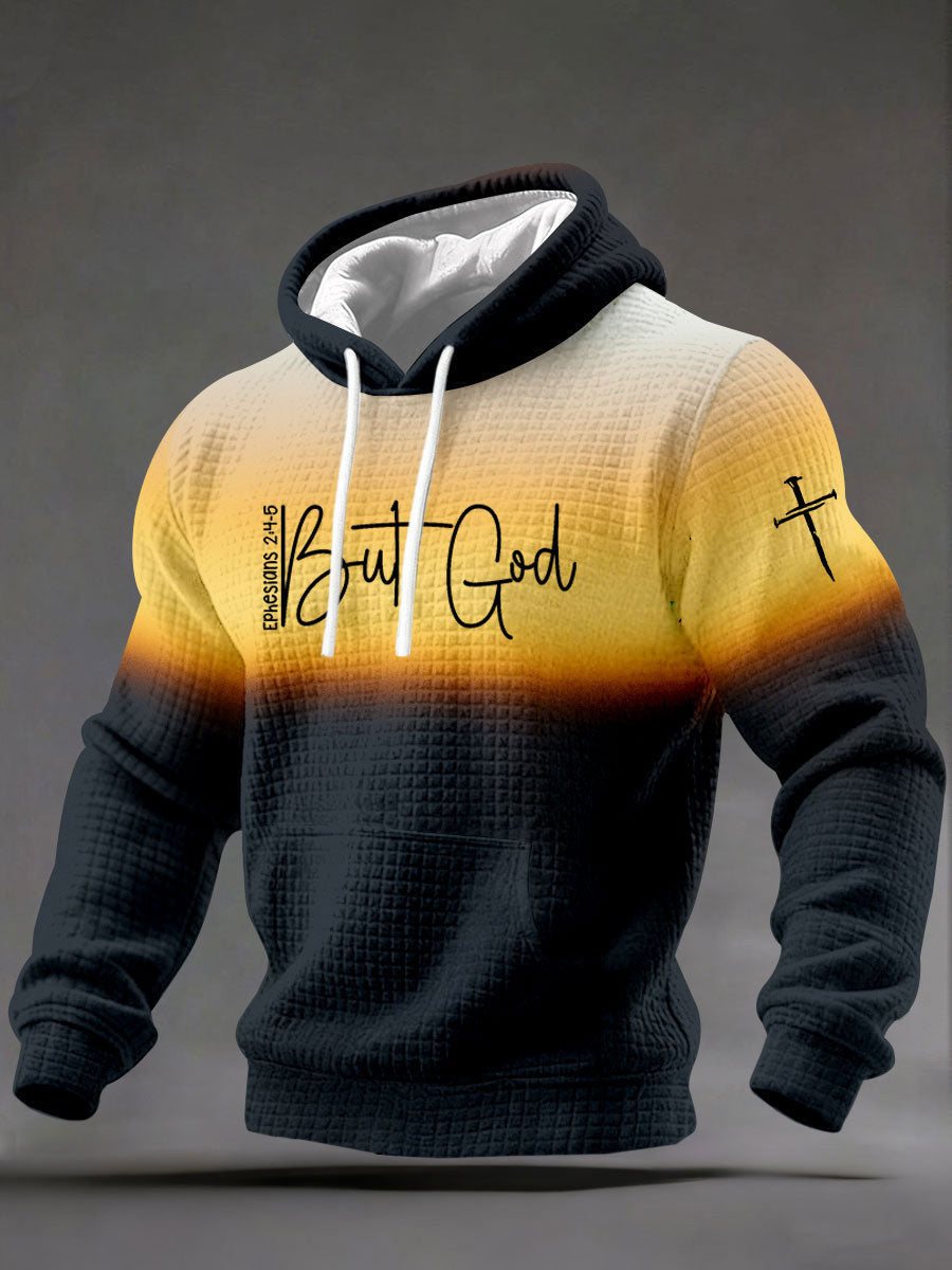 Cross But God Waffle Hoodie Christian Faith Scripture Clothing Gift For Men - Lilybirchmarket