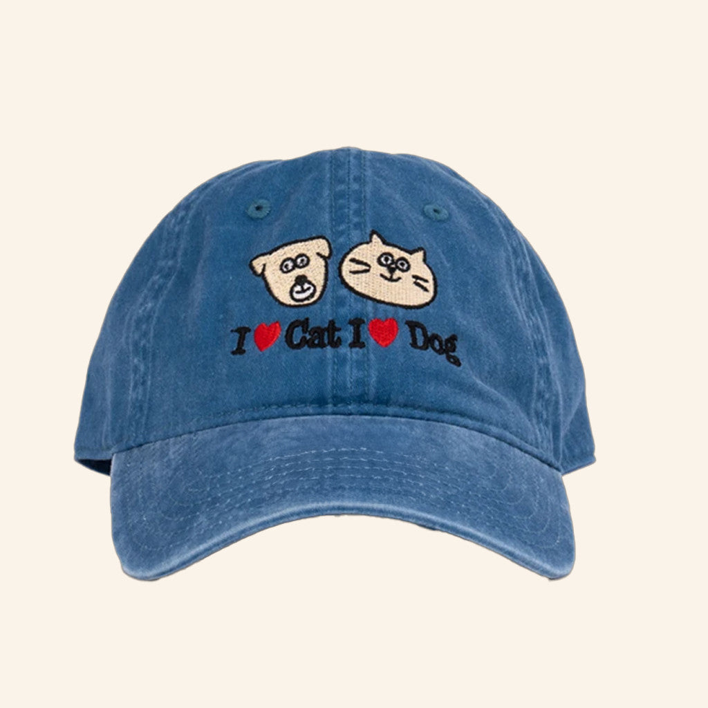 Cruddy Merch Bigwave I Love Cat And Dog Embroidered Hat Present Ideas For Animal Lovers - Lilybirchmarket