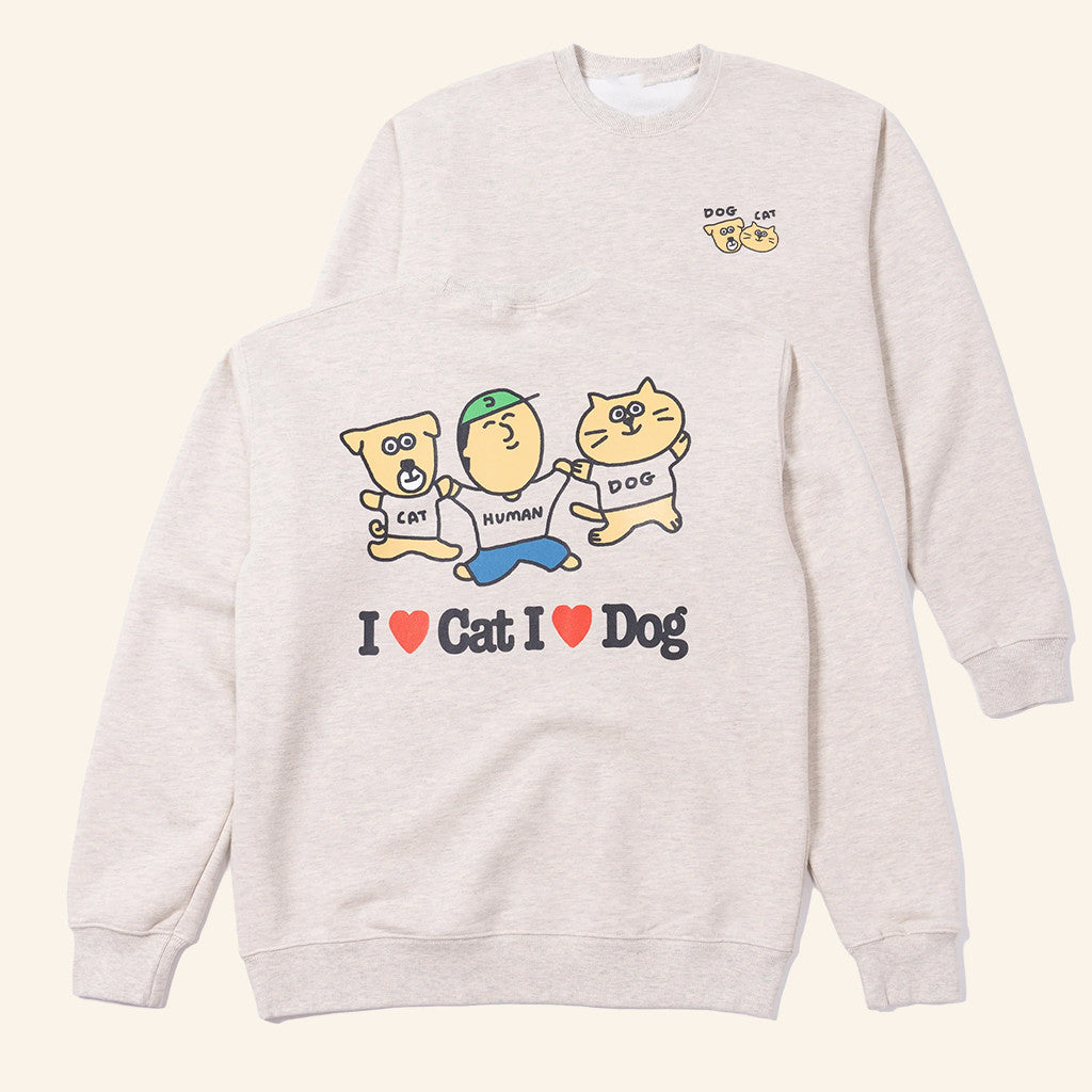 Cruddy Merch Bigwave I Love Cat And Dog Sweatshirt Gifts For Animal Lovers - Lilybirchmarket