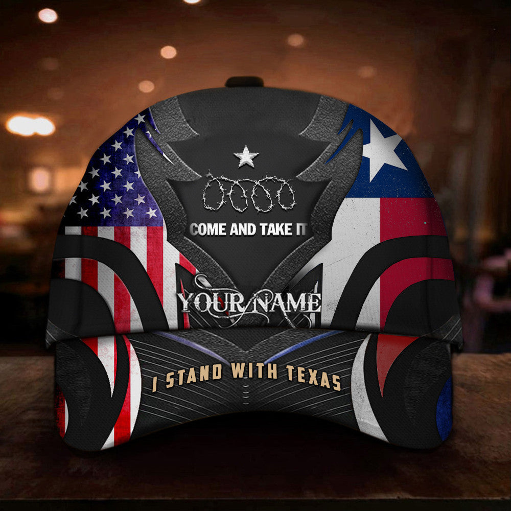 Custom USA I Stand With Texas Hat Come And Take It Razor Wire Hat American And Texas Flag Cap - Lilybirchmarket