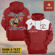Custom USMC 250Th Birthday Hoodie 250 Years Anniversary US Marine Corps Veteran Gift Ideas - Lilybirchmarket