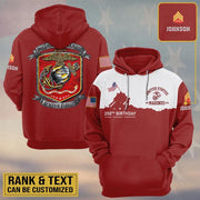 Custom USMC 250Th Birthday Hoodie Semper Fi 250 Years US Marine Corps Veteran Apparel - Lilybirchmarket
