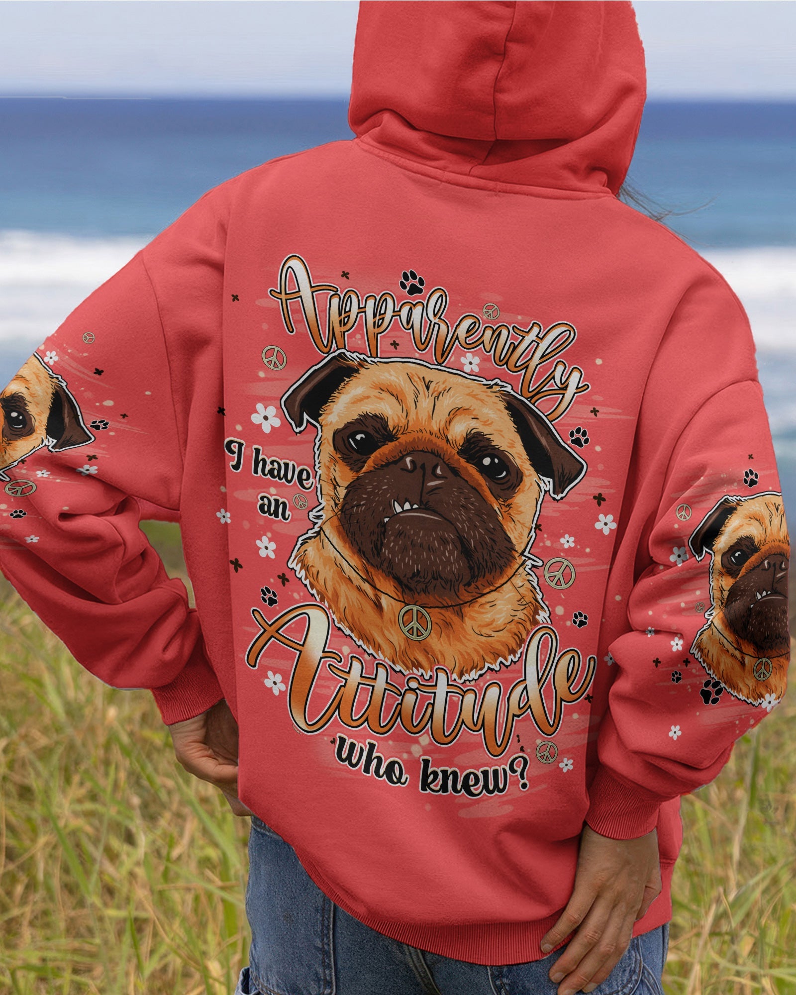 Cute Pug Apparently I Have An Attitude Hoodie Funny Pug Dog Pullover Gift For Pet Lover - Lilybirchmarket