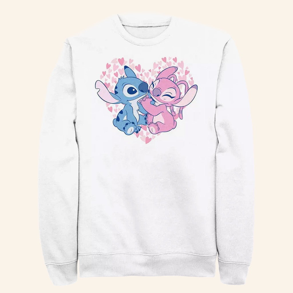 D Valentines Merch Lilo And Stitch Together Love Angel Sweatshirt Gifts Ideas For Her - Lilybirchmarket