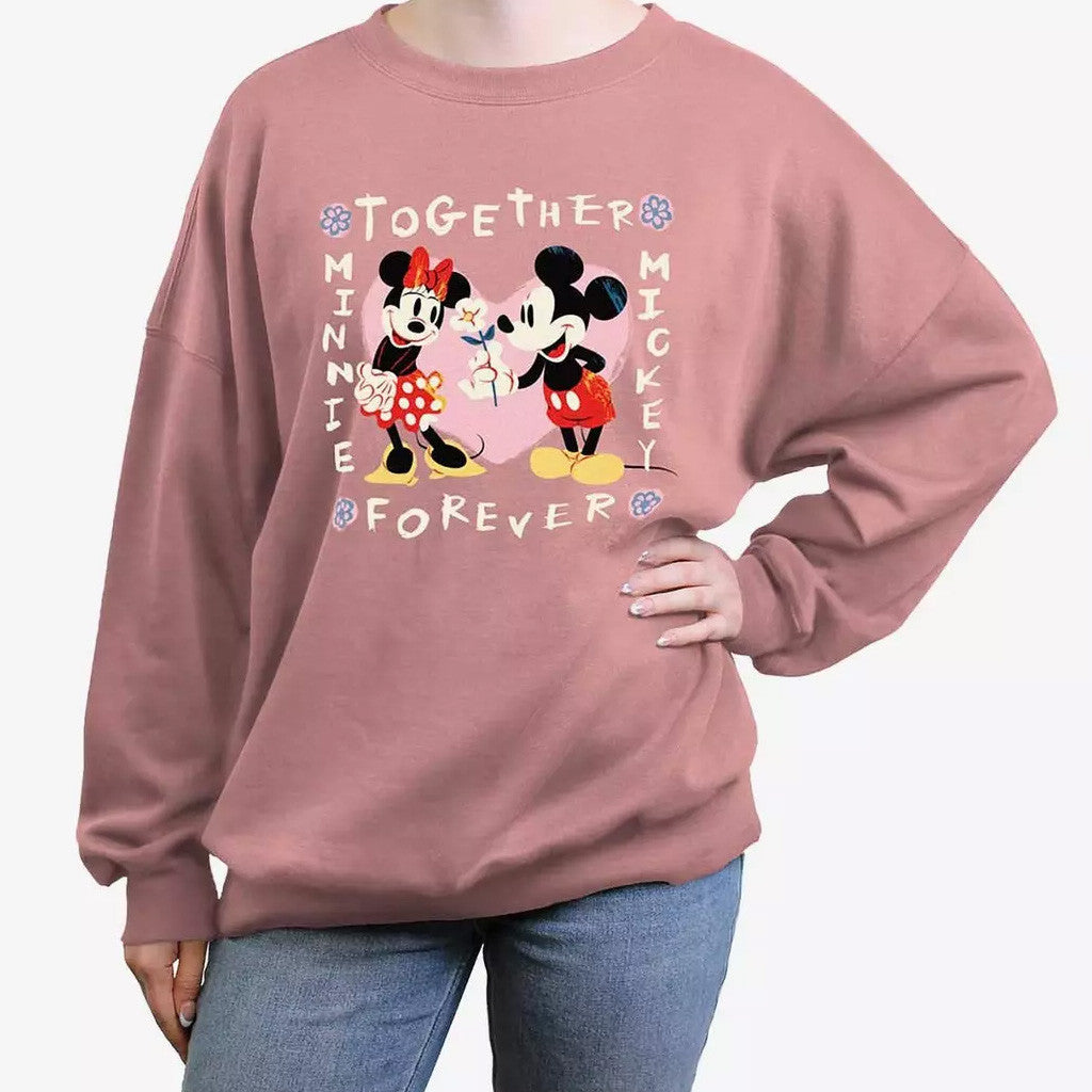 D Valentines Merch Mickey Mouse And Minnie Mouse Together Forever Sweatshirt Couples Gifts - Lilybirchmarket