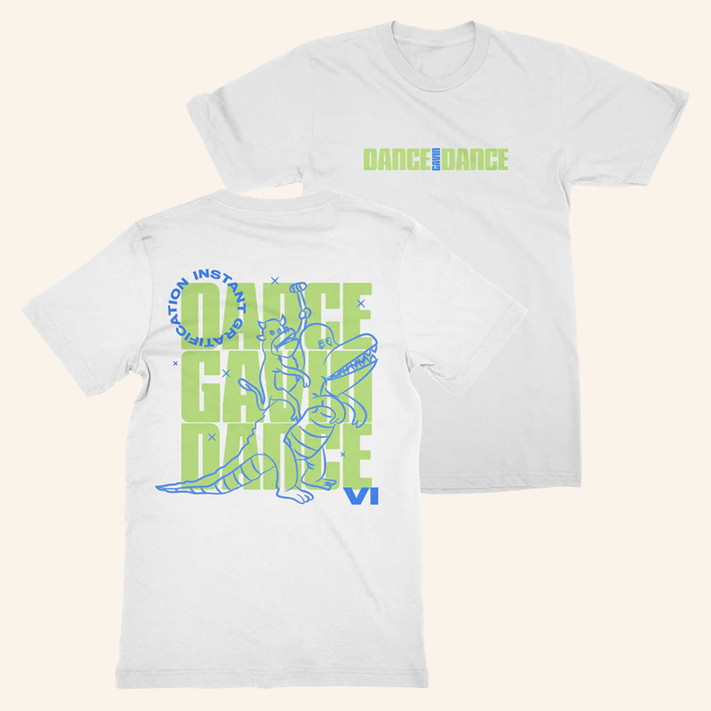 Dance Gavin Dance Merch Instant Gratification Dino White T-Shirt Gifts For Rock Music Lovers - Lily Birch Market