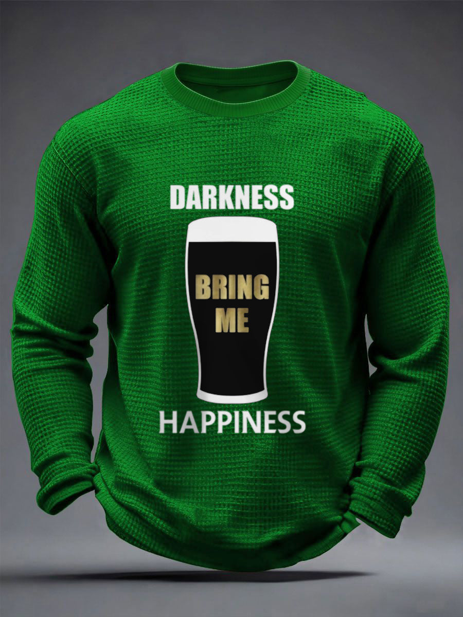  Darkness Bring Me Happiness Waffle Long Sleeve T-Shirt St Patrick's Day Men's Apparel - TradiViet