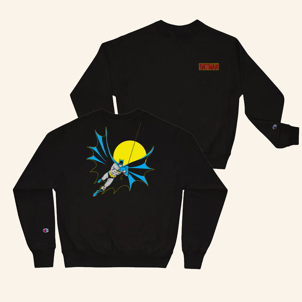 DC Merch Batman Swinging Into Action Champion Sweatshirt Gifts For Husband - Lilybirchmarket