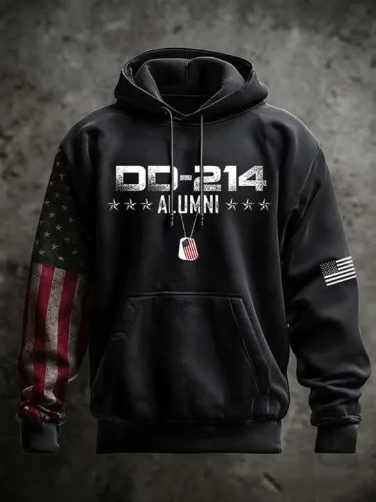 DD 214 Alumni Veteran Hoodie American Flag Patriotic Apparel Gifts For Retired Military Men - Lilybirchmarket