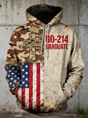 DD214 Graduate DD-214 Veteran Camo Hoodie Cross Vintage American Flag Christian Gifts - Lilybirchmarket