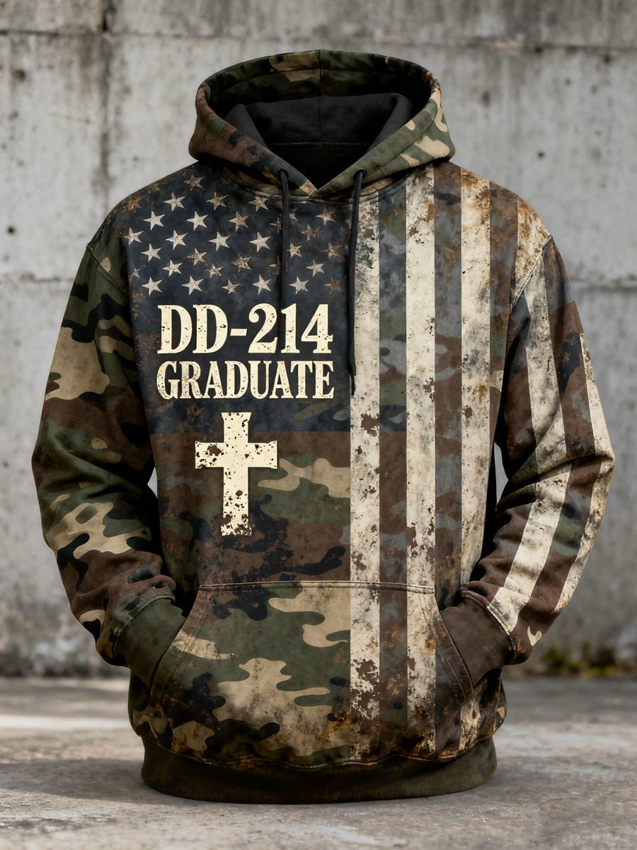 DD214 Graduate DD-214 Veteran Camo Hoodie Vintage American Flag Bulk Veterans Day Gifts - Lilybirchmarket