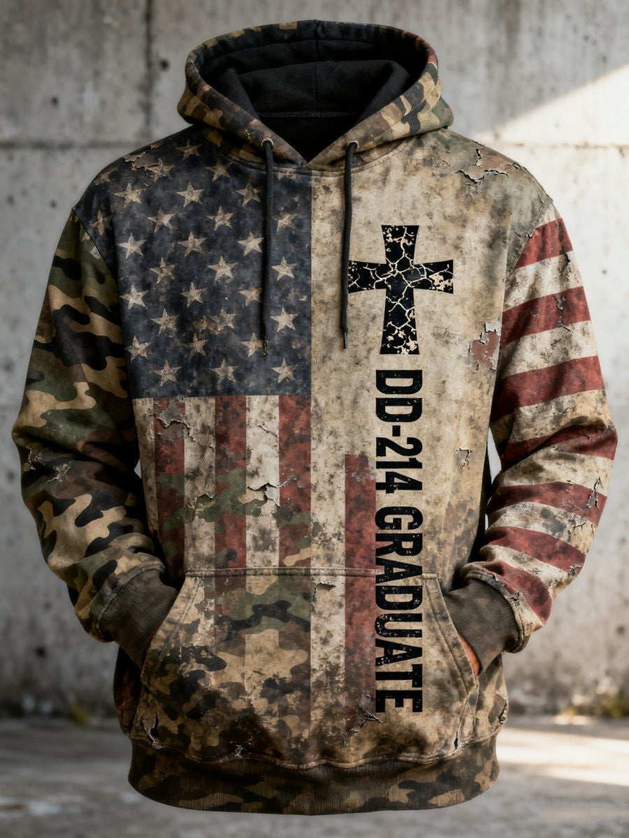 DD214 Graduate DD-214 Veteran Camo Hoodie Vintage American Flag Unique Gifts For Veterans - Lilybirchmarket