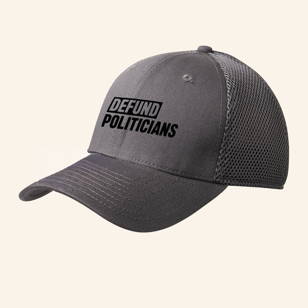 Defund Politicians Black Text Trucker Hat Defund The Politicians Cap Gifts For Men - Lilybirchmarket