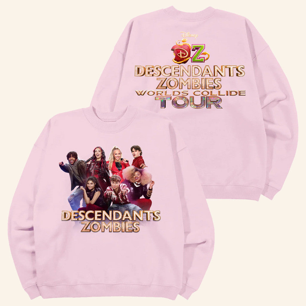 Descendants Zombies Worlds Collide Tour Merch Descendants Zombies Sweatshirt Pink - Lilybirchmarket