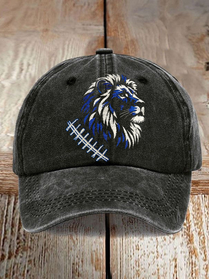 Detroit Football Hat Embroidered Lion Hat Game Day Cap Detroit Pride Merch Gift For Football Fan - Lilybirchmarket