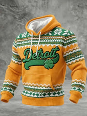 Detroit St Patricks Day Shamrock Graphic Pocket Hoodie Irish Pride Fan Gear Gift For Men - Lilybirchmarket