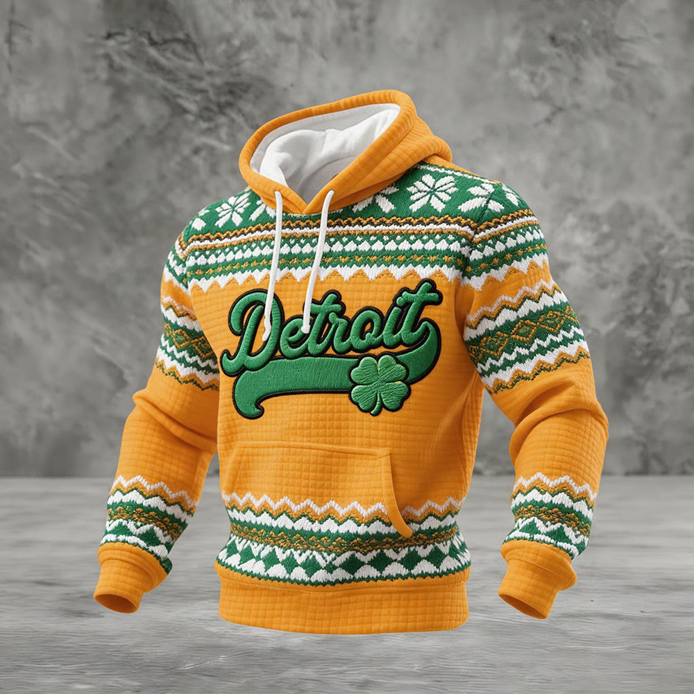 Detroit Vintage Lucky St. Patrick's Day Art Hoodie Saint Patricks Day Outfits Present Idea For Men - Lilybirchmarket